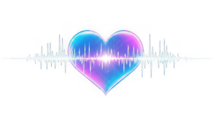 Heartbeat visualization isolated on transparent background