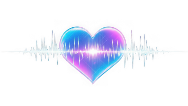 Heartbeat visualization isolated on transparent background - Powered by Adobe
