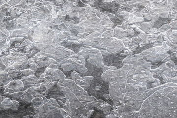 Frozen mountain stream in winter