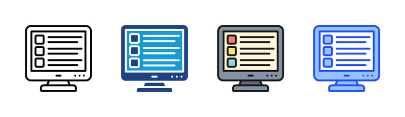 Online Exam icon set multiple style collection