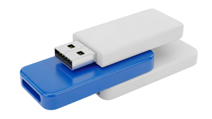 Blue and White USB Flash Drives Stacked