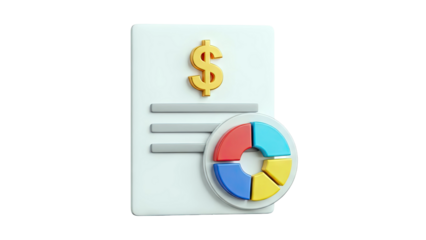Financial Report with Pie Chart and Dollar Sign