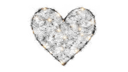 Sparkling heart shape isolated on transparent background