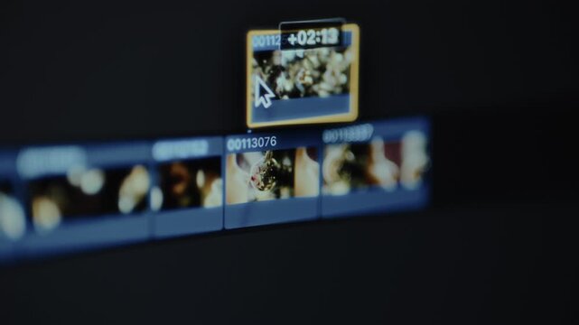 Digital timeline interface from video editing software, the process of editing video sequences