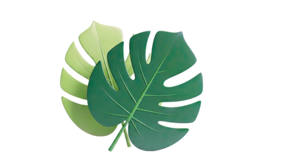 Two stylized green Monstera leaves on a white background
