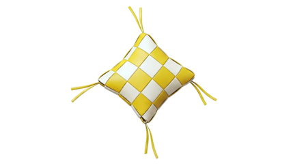 Yellow and White Woven Ketupat Decoration