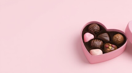 Delicious assorted chocolate box romantic atmosphere food photography sweet treats heart-shaped display