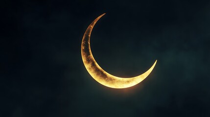 Obraz premium Ethereal crescent moon illuminating the twilight sky