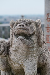Ancient Stone Lion Head Detailed Carving