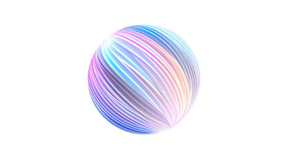 Fototapeta premium Swirling, iridescent lines form a sphere against a stark black void