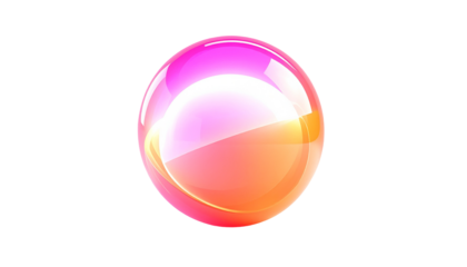 A glossy sphere gradient of pink, orange, and yellow on a black backdrop