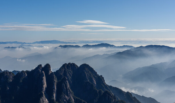 The Huangshan mountains in the morning