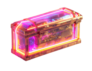Glowing chest with vibrant neon accents and a futuristic aesthetic