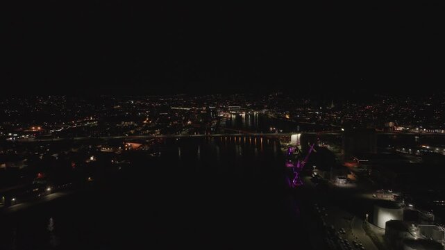 The Norwegian city of Drammen by Night