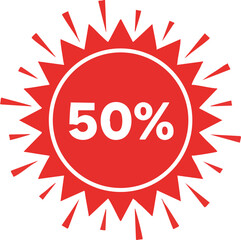 Fifty Percent Off Sale Starburst Promo Label Vector Design