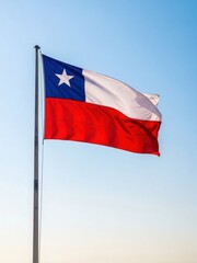 Chile National Flag on Flagpole