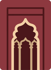 Elegant Ramadan Islamic Arch Vector, Traditional Mosque Doorway, Minimalist Maroon Design for Ramadan Kareem Decor