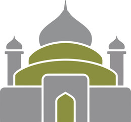 Minimalist Mosque Icon for Ramadan Kareem, Islamic Festival, Eid Mubarak, Vector Illustration