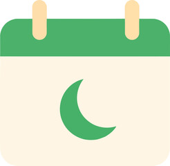 Ramadan Calendar Icon with Crescent Moon for Islamic Holy Month Schedule and Event Planning