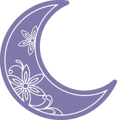 Elegant Floral Crescent Moon Vector for Ramadan Kareem Islamic Holiday Decor