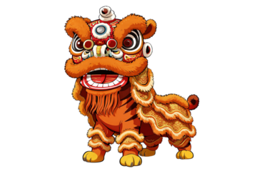 Colorful Chinese lion dance costume illustration