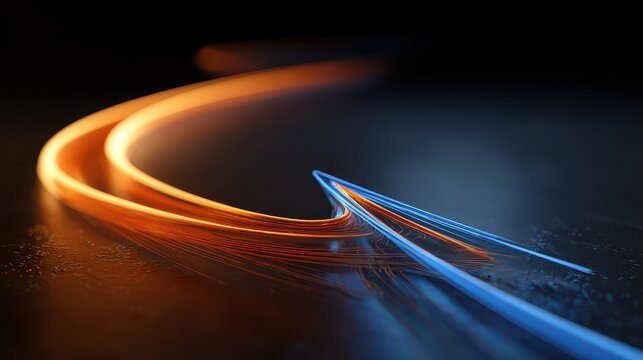 Colorful light trails create a dynamic pattern on a dark surface during nighttime in a creative display of movement and energy - Powered by Adobe