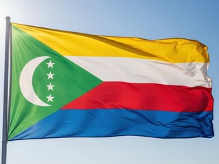 Obraz premium Comoros National Flag on Flagpole