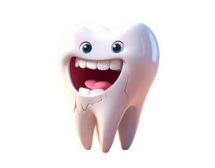 Cartoon tooth is shown with a broken root and a missing crown 