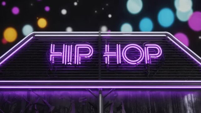 Neon sign for "hip hop".