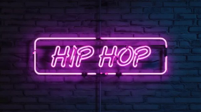 Neon sign for "hip hop".