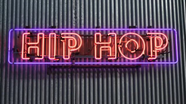 Neon sign for "hip hop".