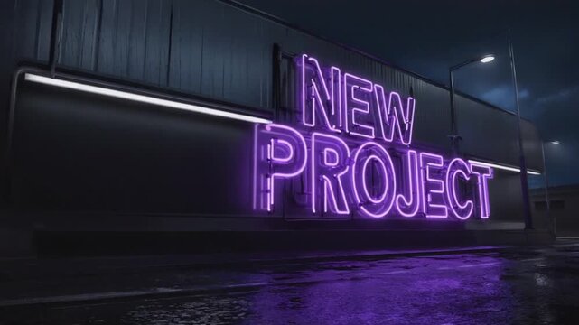 Neon sign for "new project".