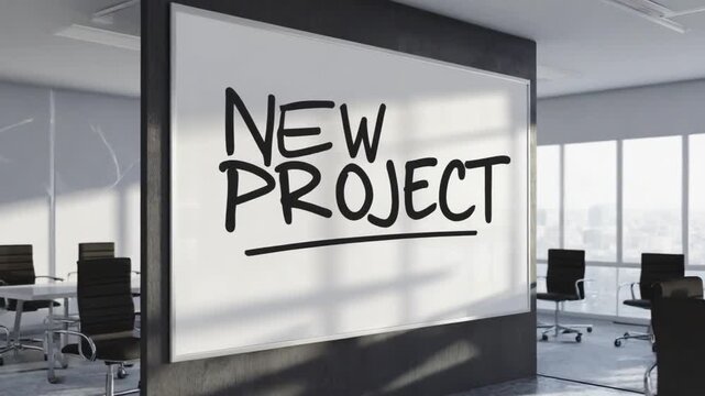 "New project" message in an office.