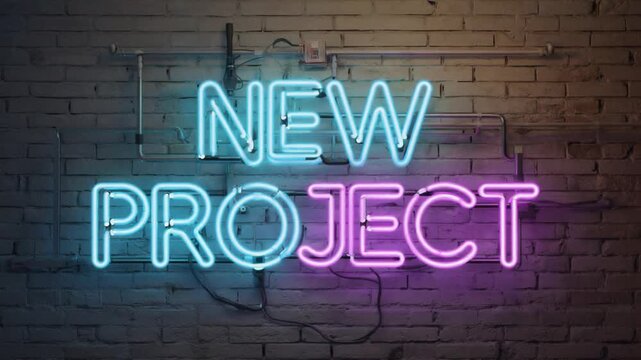 Neon sign for "new project".