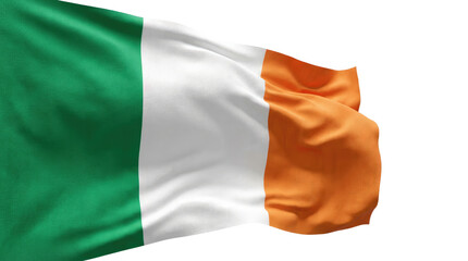 Obraz premium Happy st patricks day image of the irish flag with green white and orange colors waving in transparent background and plain white background