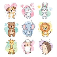 Obraz premium Cute cartoon animals for kids illustration
