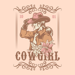 Obraz premium Vintage cowgirl graphic design