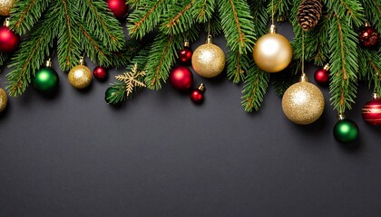 Christmas backdrop featuring balls and fir branches