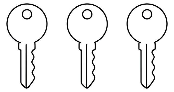 Line art key set featuring simple key outlines for access control concepts