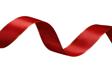 Red satin ribbon with gold edges