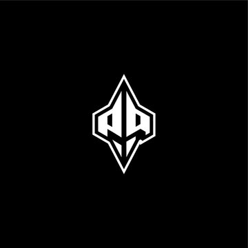 modern monogram gaming initial logo esport concept PQ techno racing style design letter