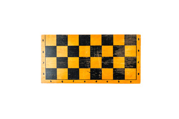 Wooden chessboard with alternating black and yellow squares, featuring coordinate markings along the edges, ideal for strategic gameplay and intellectual challenge