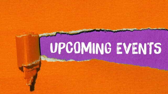 Upcoming events message writing on ripped torn paper background
