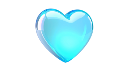 A glowing, transparent blue heart against a stark black background
