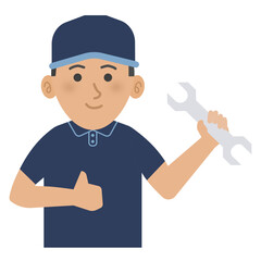 Vector illustration of a handyman with wrench