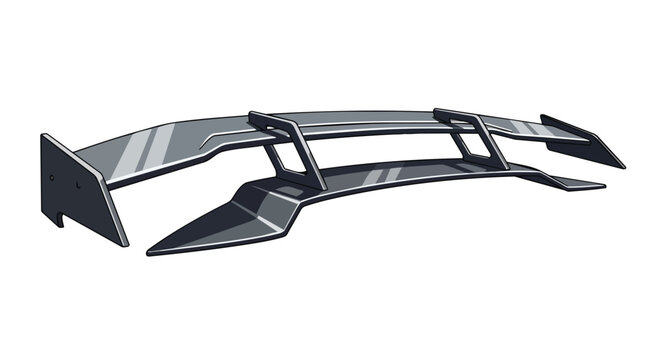 Modern grey car spoiler isolated on white background, automotive accessory for racing and performance