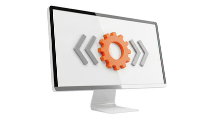 Computer Monitor Displaying Gear and Arrows