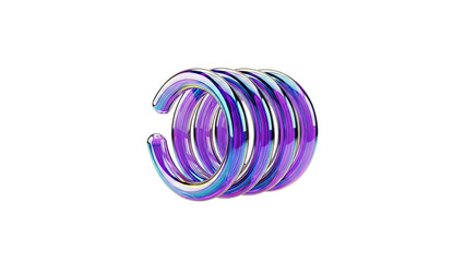 Iridescent Glass Coil on White Background