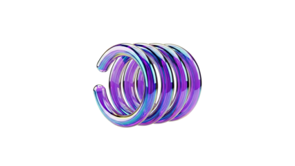Iridescent Glass Coil on White Background