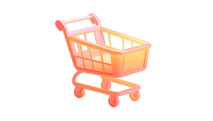 Rendered pink shopping cart, isolated on black background